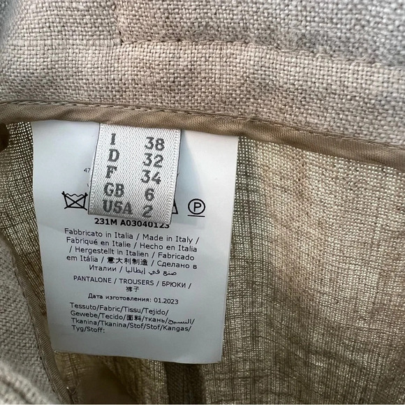 Alberta Ferretti High Waist Wide Leg Linen Pants Beige Oatmeal IT 38 US 2 NWT - Picture 7 of 10